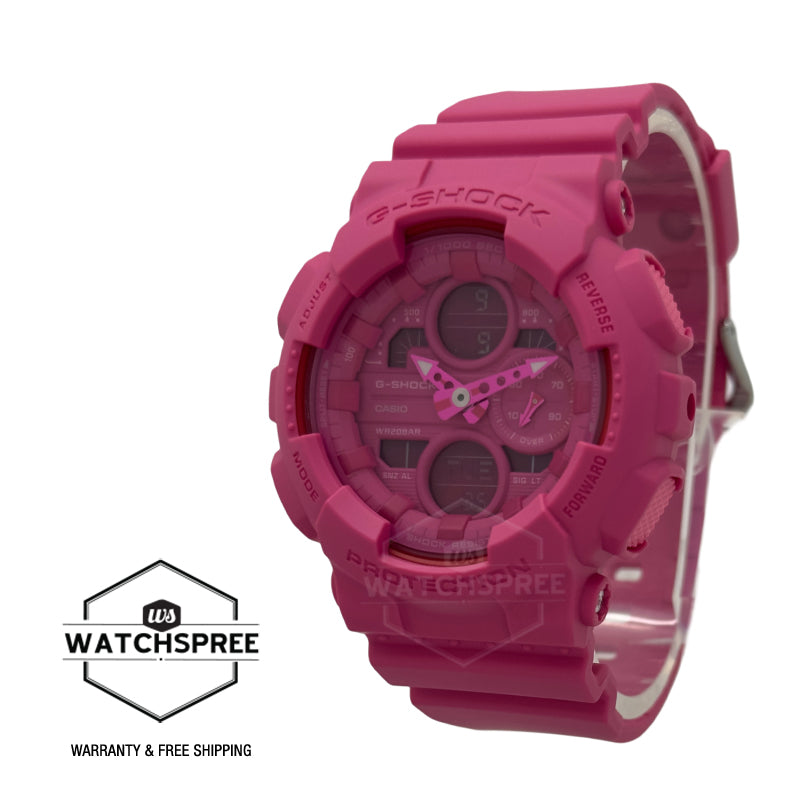 Casio G-Shock for Ladies' GA-140 Lineup Pink Ribbon Series Matte Bio-Based Pink Resin Band Watch GMAS140PK-4A GMA-S140PK-4A