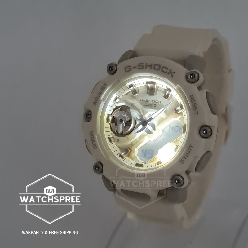 Casio G-Shock for Ladies' Carbon Core Guard Structure Off-White Resin Band Watch GMAS2200-7A GMA-S2200-7A