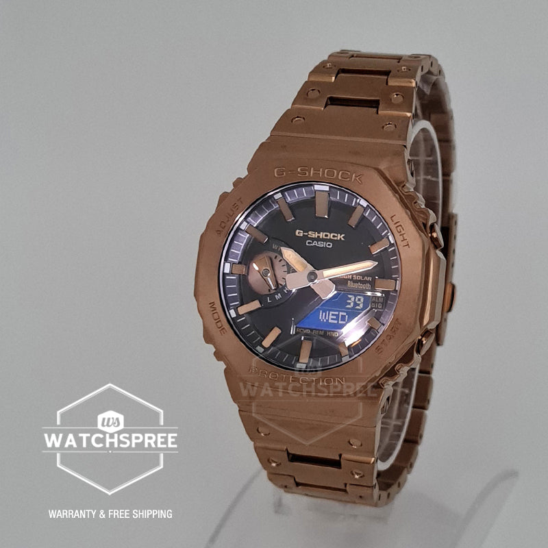 Casio G-Shock GM-B2100 Lineup Full Metal Case Bluetooth Tough Solar Gold Ion Plated Stainless Steel Band Watch GMB2100GD-5A GM-B2100GD-5A