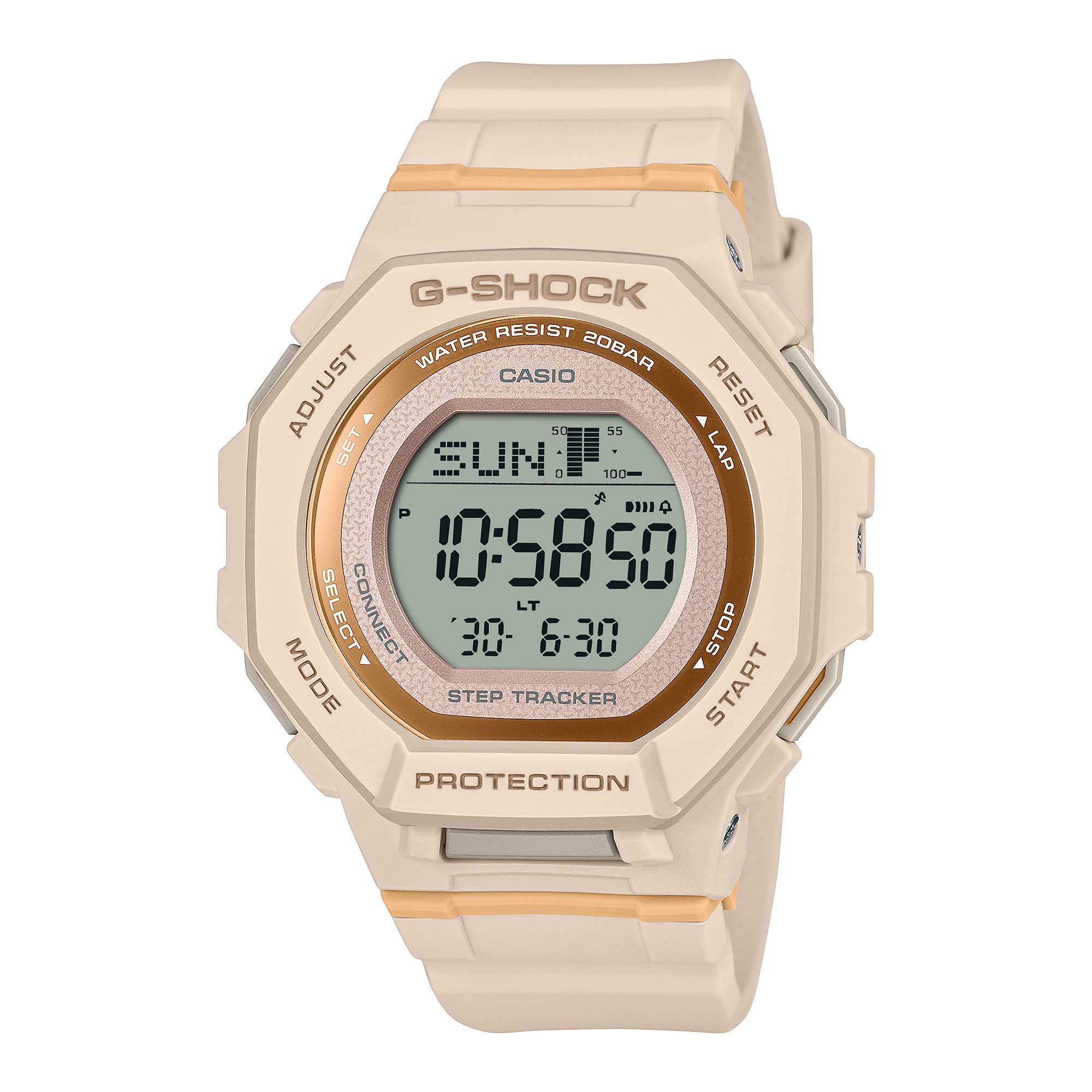 Casio G-Shock for Ladies' GMD-B300 Lineup G-SQUAD BluetoothÇ?ǧ Dual Time Bio-Based Matte Beige Resin Band Watch GMDB300-4D GMD-B300-4D GMD-B300-4
