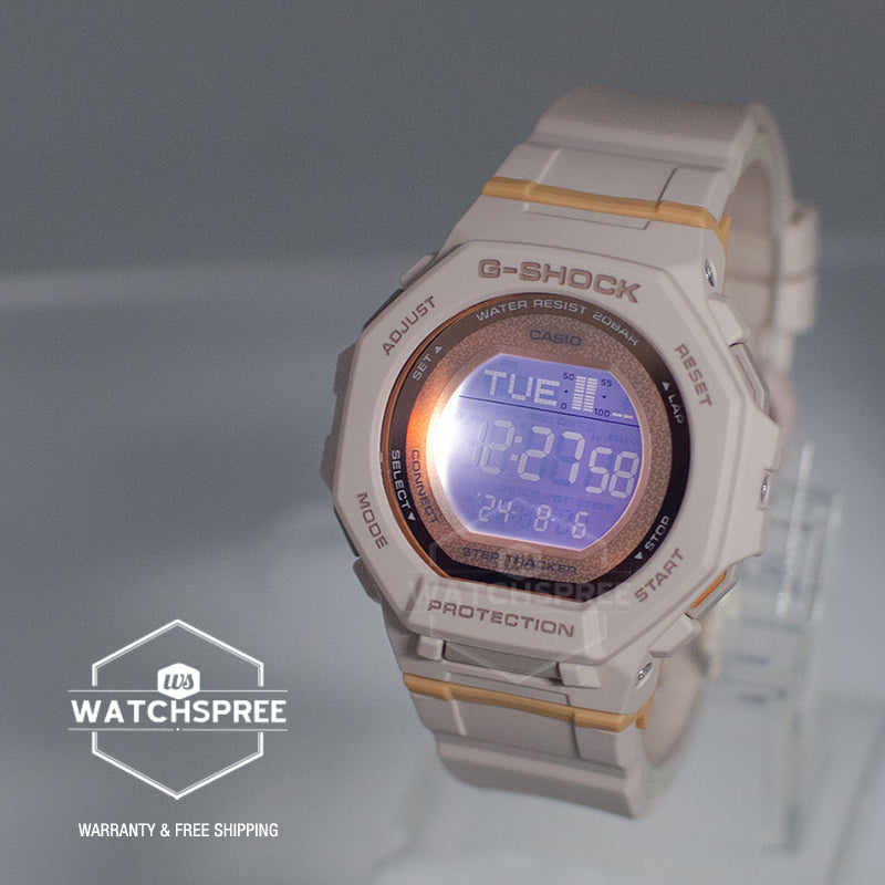 Casio G-Shock for Ladies' GMD-B300 Lineup G-SQUAD Bluetooth Dual Time Matte Beige Resin Band Watch GMDB300-4D GMD-B300-4D GMD-B300-4