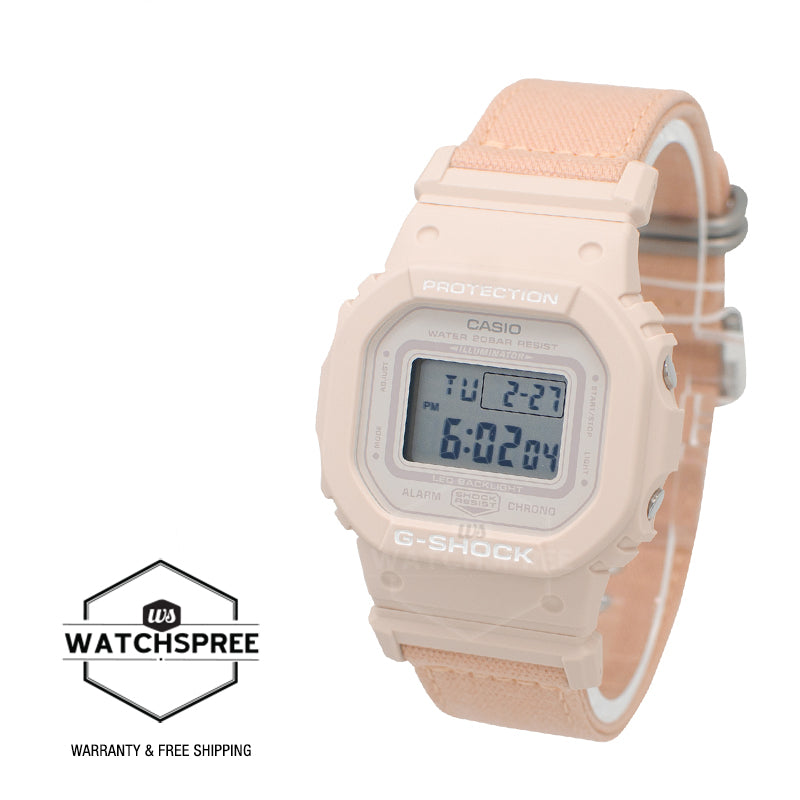 Casio G-Shock for Ladies' Pearl Pink TRUECOTTON Cloth Band Watch GMDS5600CT-4D