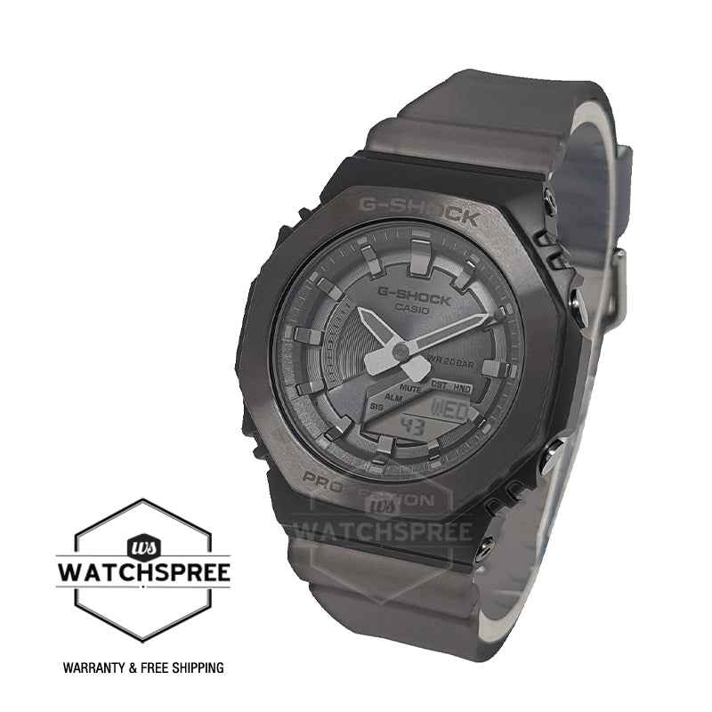 Casio G-Shock for Ladies' Metal-Covered Midnight Fog Series Grey Translucent Resin Band Watch GMS2100MF-1A GM-S2100MF-1A
