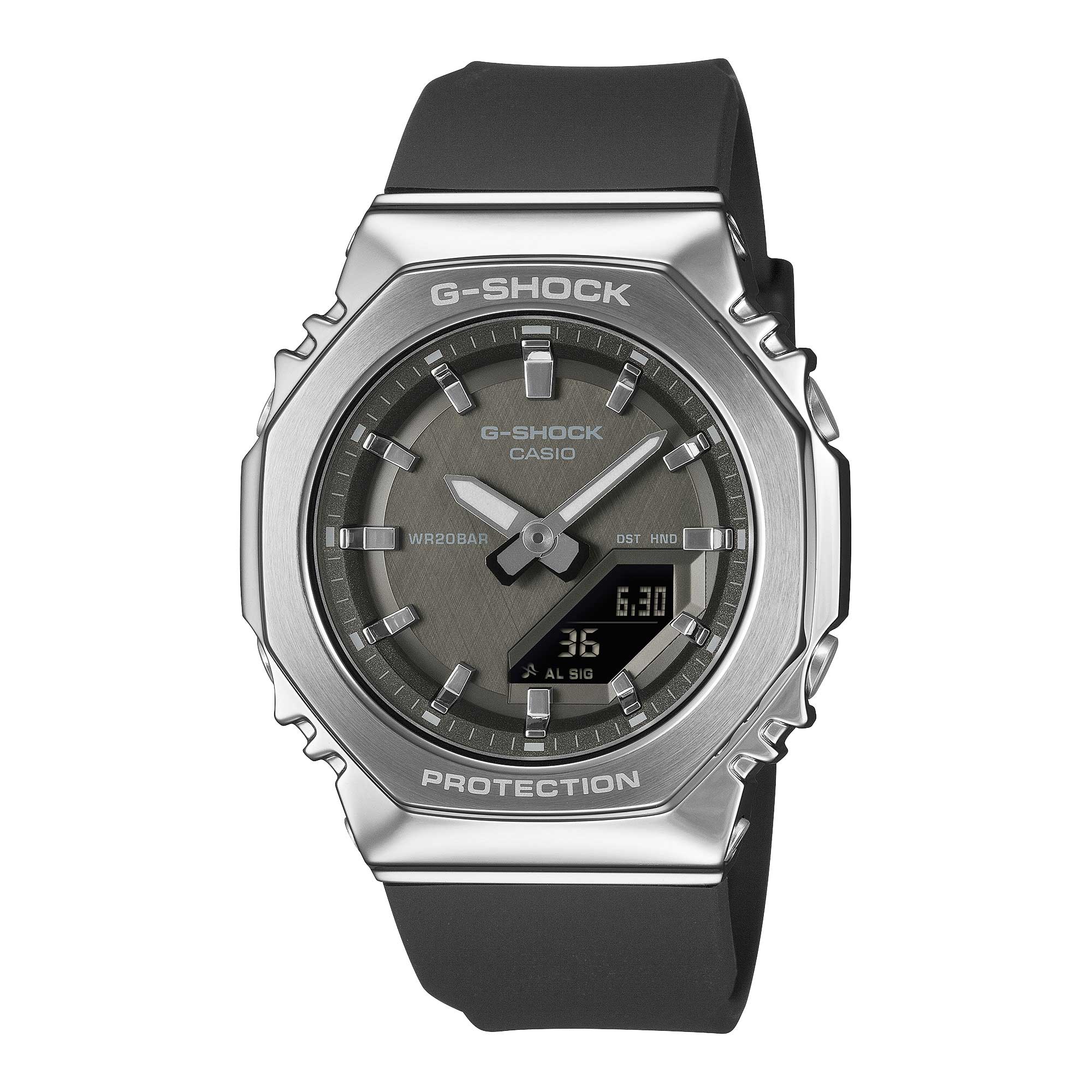 Casio Octagonal Casio G-Shock for Ladies' Metal-Clad Octagonal Bio-Based Black Resin ...
