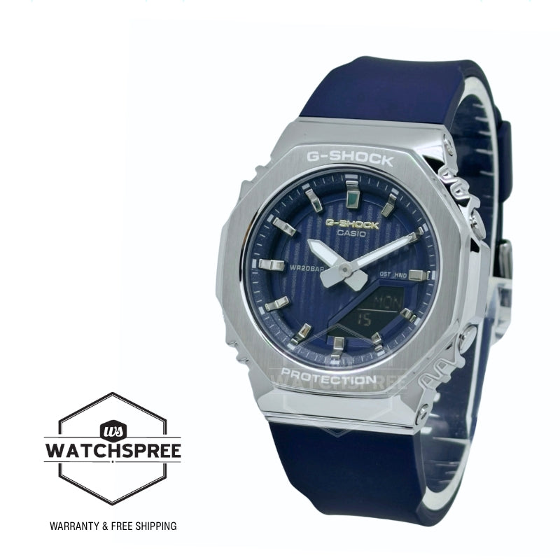 Casio G-Shock for Ladies' Precious Heart Seasonal Collection 2025 Octagonal Metal-Clad Bio-Based Blue Resin Band Watch GMS2110SH-2A GM-S2110SH-2A