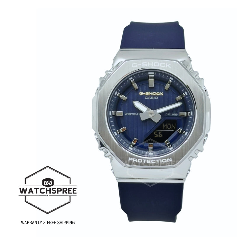 Casio G-Shock for Ladies' Precious Heart Seasonal Collection 2025 Octagonal Metal-Clad Bio-Based Blue Resin Band Watch GMS2110SH-2A GM-S2110SH-2A