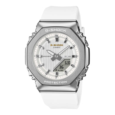 Casio G-Shock for Ladies' Precious Heart Seasonal Collection 2025 Octagonal Metal-Clad Bio-Based White Resin Band Watch GMS2110SH-7A GM-S2110SH-7A
