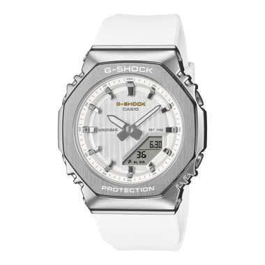 Casio G-Shock for Ladies' Precious Heart Seasonal Collection 2025 Octagonal Metal-Clad Bio-Based White Resin Band Watch GMS2110SH-7A GM-S2110SH-7A