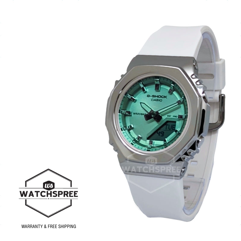 Casio G-Shock for Ladies' Summer Series Octagonal Metal-Clad Bio-Based White Resin Band Watch GMS2110SR-7A GM-S2110SR-7A