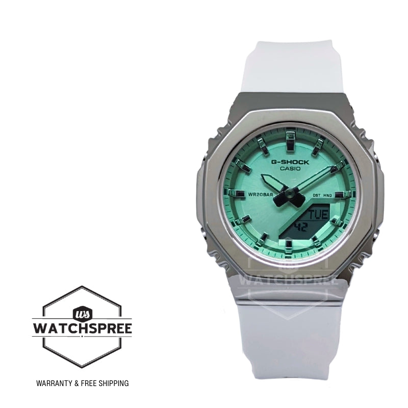 Casio G-Shock for Ladies' Summer Series Octagonal Metal-Clad Bio-Based White Resin Band Watch GMS2110SR-7A GM-S2110SR-7A