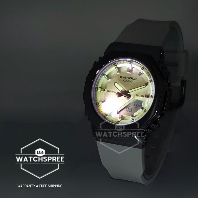 Casio G-Shock for Ladies' Summer Series Octagonal Metal-Clad Bio-Based White Resin Band Watch GMS2110SR-7A GM-S2110SR-7A