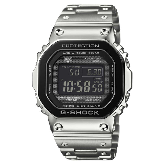 Casio G-Shock (Japan Made) Full Metal Case Black Tone Series Bluetooth© Multi-Band 6 Tough Solar Stainless Steel Band Watch GMWB5000BT-1D GMW-B5000BT-1D GMW-B5000BT-1 [S]