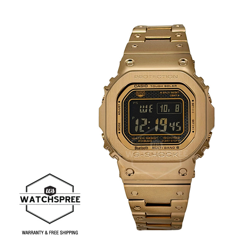 Casio G-Shock Full Metal Case Bluetooth Multi-Band 6 Tough Solar Gold Stainless Steel Band Watch GMWB5000GD-9D GMW-B5000GD-9D GMW-B5000GD-9