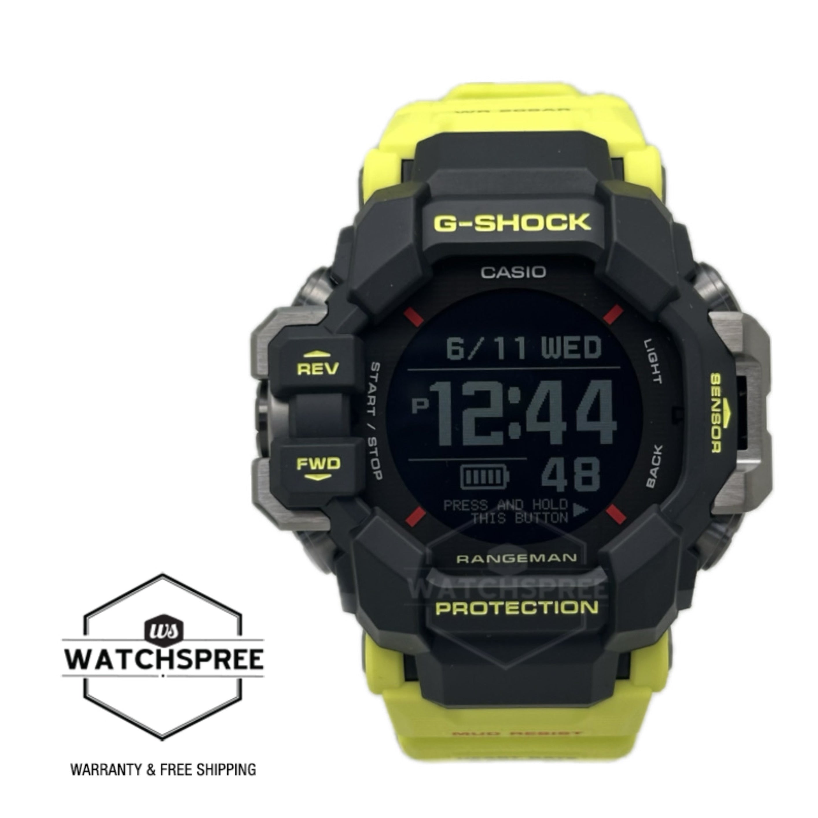 Casio G-Shock Master of G - Land Rangeman 6 Sensors + GPS + Bluetooth Solar Watch GPRH1000RY-1A9 GPR-H1000RY-1A9 GPR-H1000RY-1A9