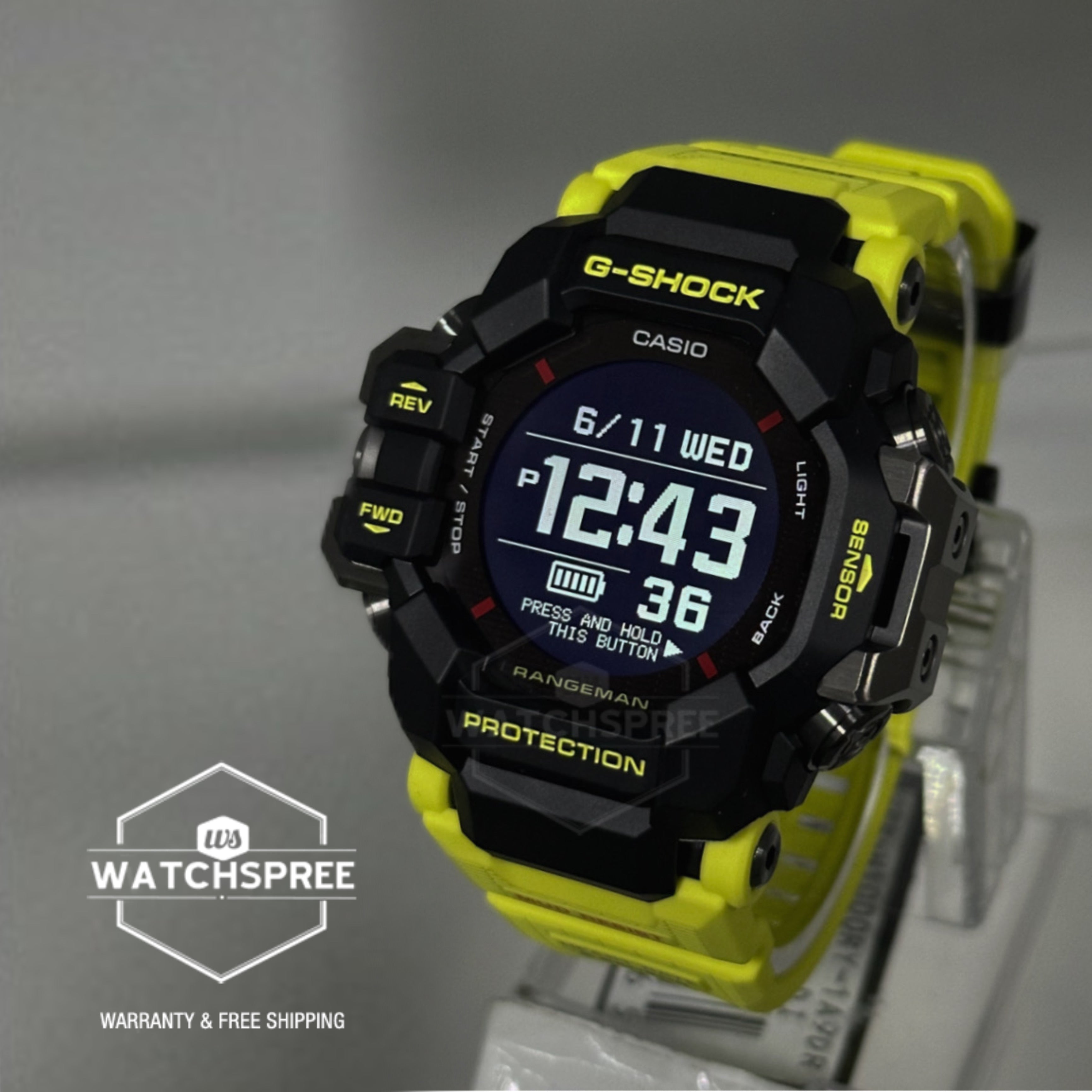 Casio G-Shock Master of G - Land Rangeman 6 Sensors + GPS + Bluetooth Solar Watch GPRH1000RY-1A9 GPR-H1000RY-1A9 GPR-H1000RY-1A9