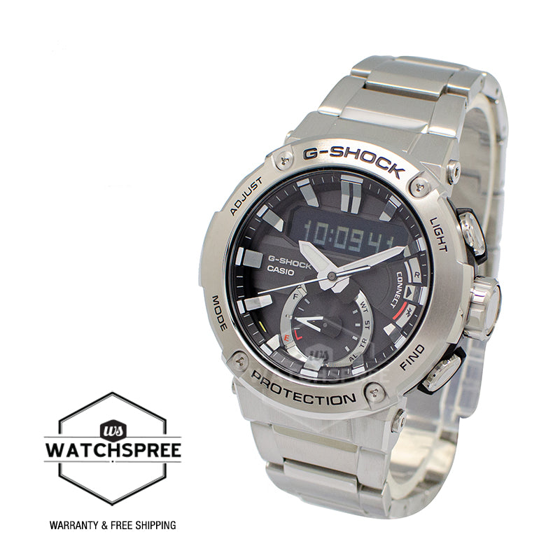 Casio G-Shock G-Steel Carbon Core Guard Structure Silver Stainless Steel Band Watch GSTB200D-1A GST-B200D-1A