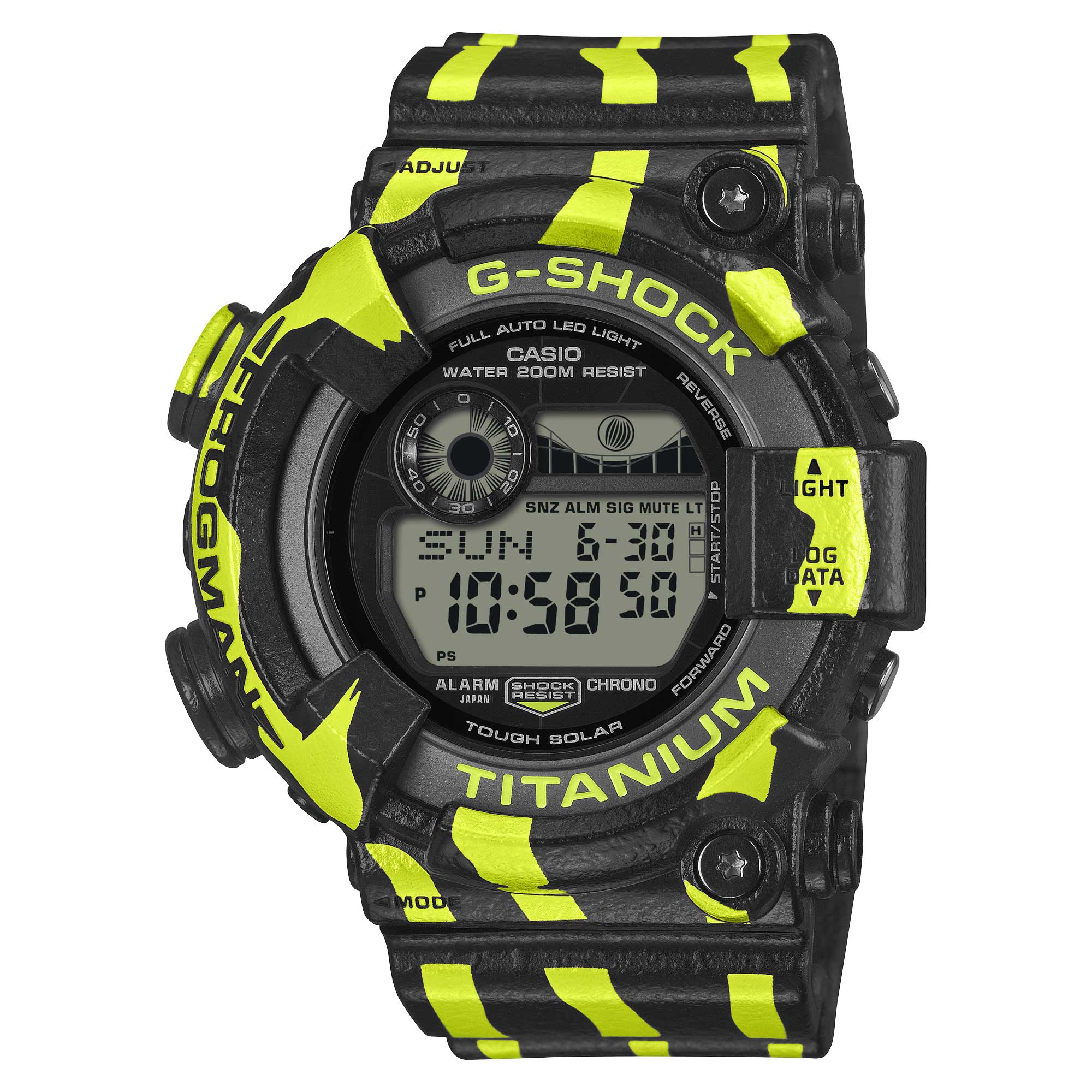 Casio G-Shock (Japan Made) MASTER OF G - SEA Frogman Tough Solar Bio-Based Black & Yellow Resin Band Watch GW8200TPF-1D GW-8200TPF-1D GW-8200TPF-1