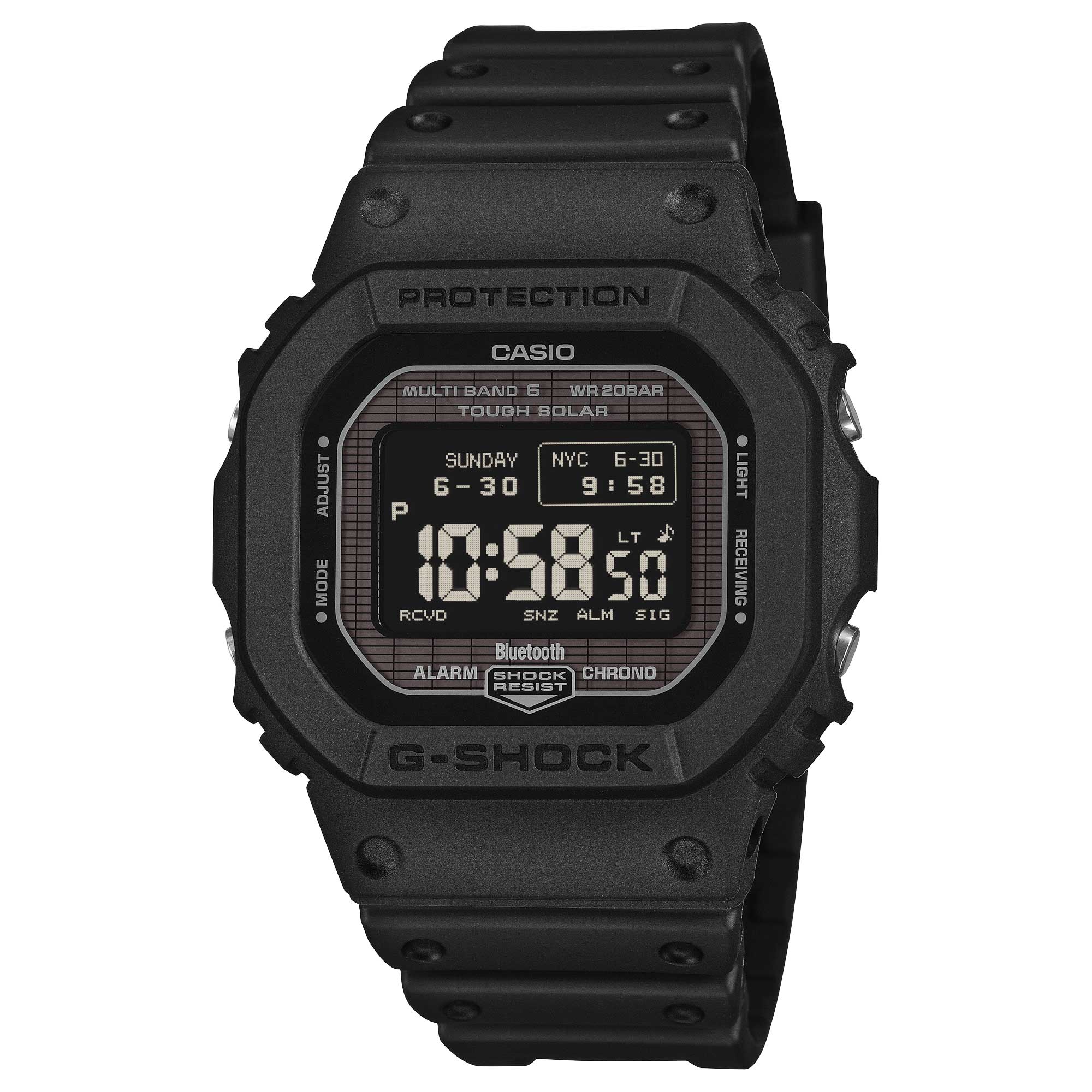 Casio G-Shock GW-B5600 Lineup Bluetooth Multi Band 6 Tough Solar Bio-Based Black Resin Band Watch GWBX5600-1A1 GW-BX5600-1A1