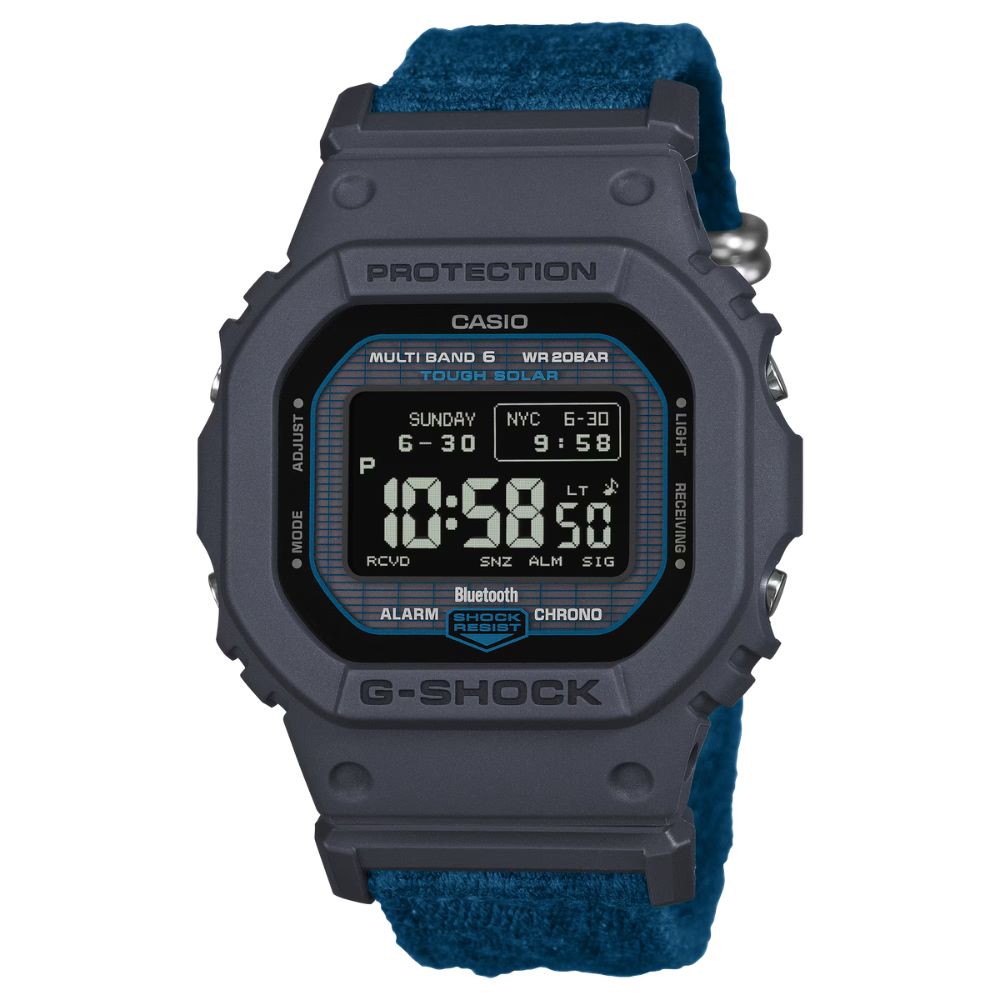 Casio G-Shock GW-B5600 Lineup Bluetooth© Multi Band 6 Tough Solar Blue Cloth Band Watch GWBX5600CBG-2D GW-BX5600CBG-2D GW-BX5600CBG-2