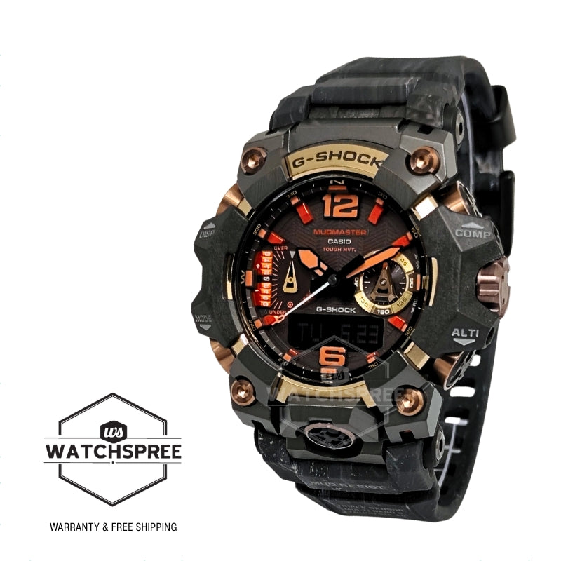 Casio G-Shock MASTER OF G - LAND MUDMASTER Magma Gold Model Bluetooth Multi Band 6 Triple Sensor Tough Solar Bio-Based Black Resin Band Watch GWGB1000MG-1A9 GWG-B1000MG-1A9