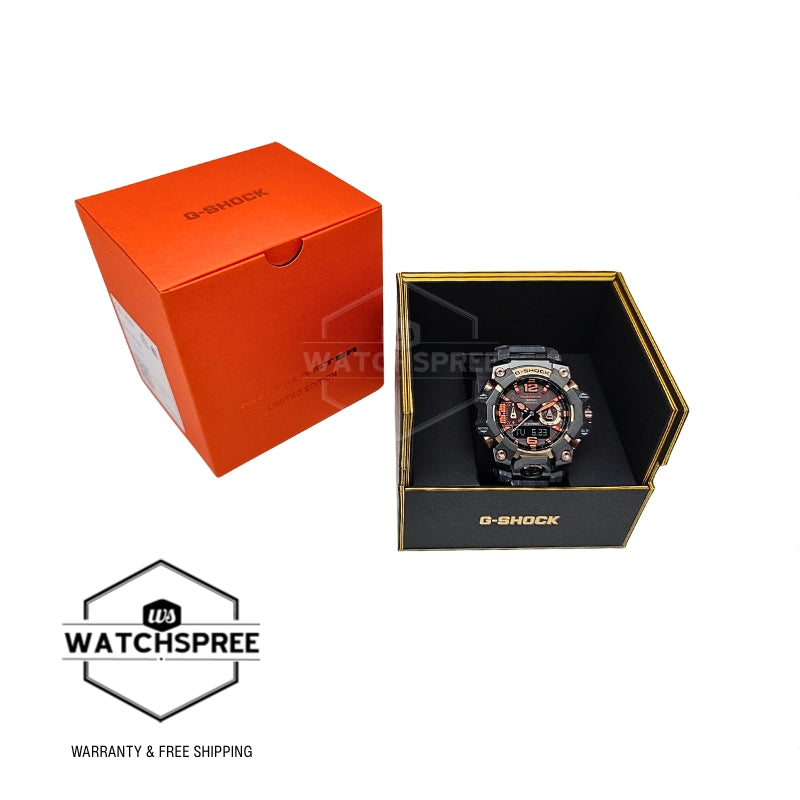 Casio G-Shock MASTER OF G - LAND MUDMASTER Magma Gold Model Bluetooth Multi Band 6 Triple Sensor Tough Solar Bio-Based Black Resin Band Watch GWGB1000MG-1A9 GWG-B1000MG-1A9