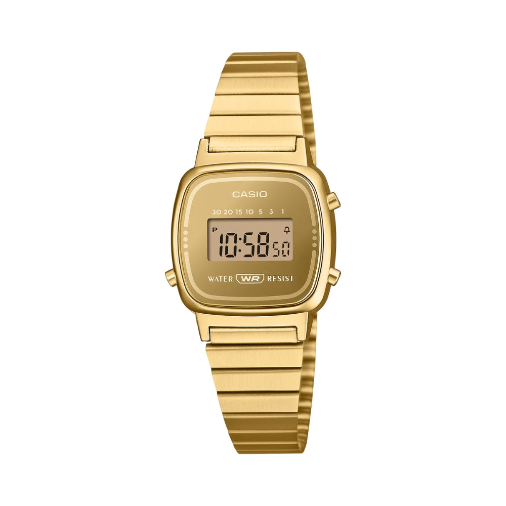 Casio Vintage Digital Gold Ion Plated Stainless Steel Band Watch LA670WEGS-9A