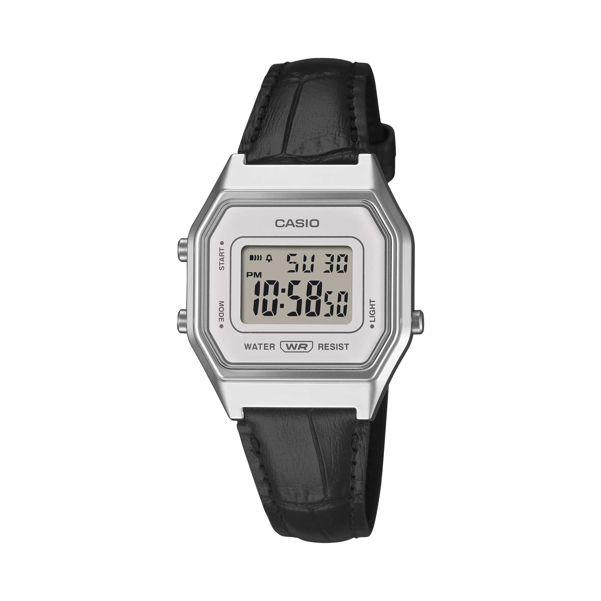 Casio Ladies' Digital Black Leather Strap Watch LA680WEL-1D LA680WEL-1 [S]