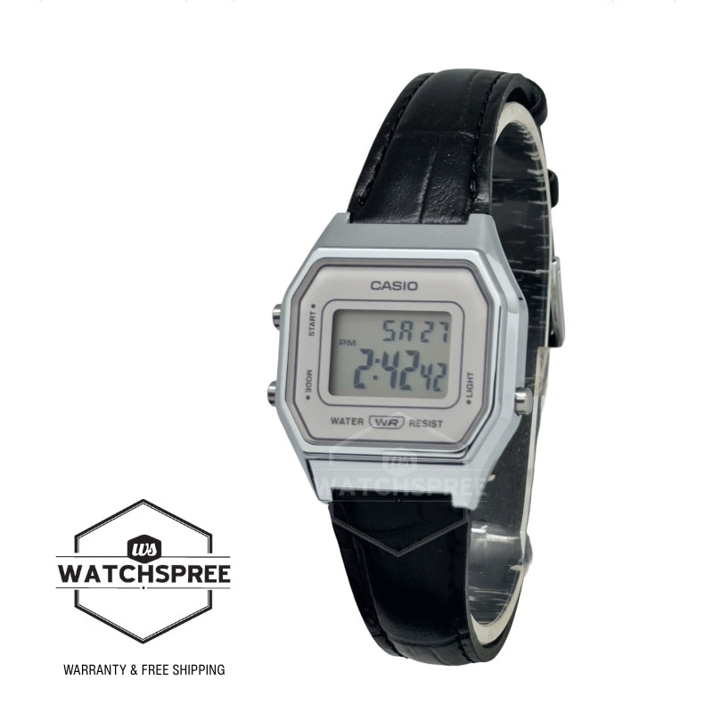 Casio Ladies' Digital Black Leather Strap Watch LA680WEL-1D LA680WEL-1 [S]