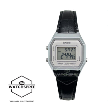 Casio Ladies' Digital Black Leather Strap Watch LA680WEL-1D LA680WEL-1 [S]