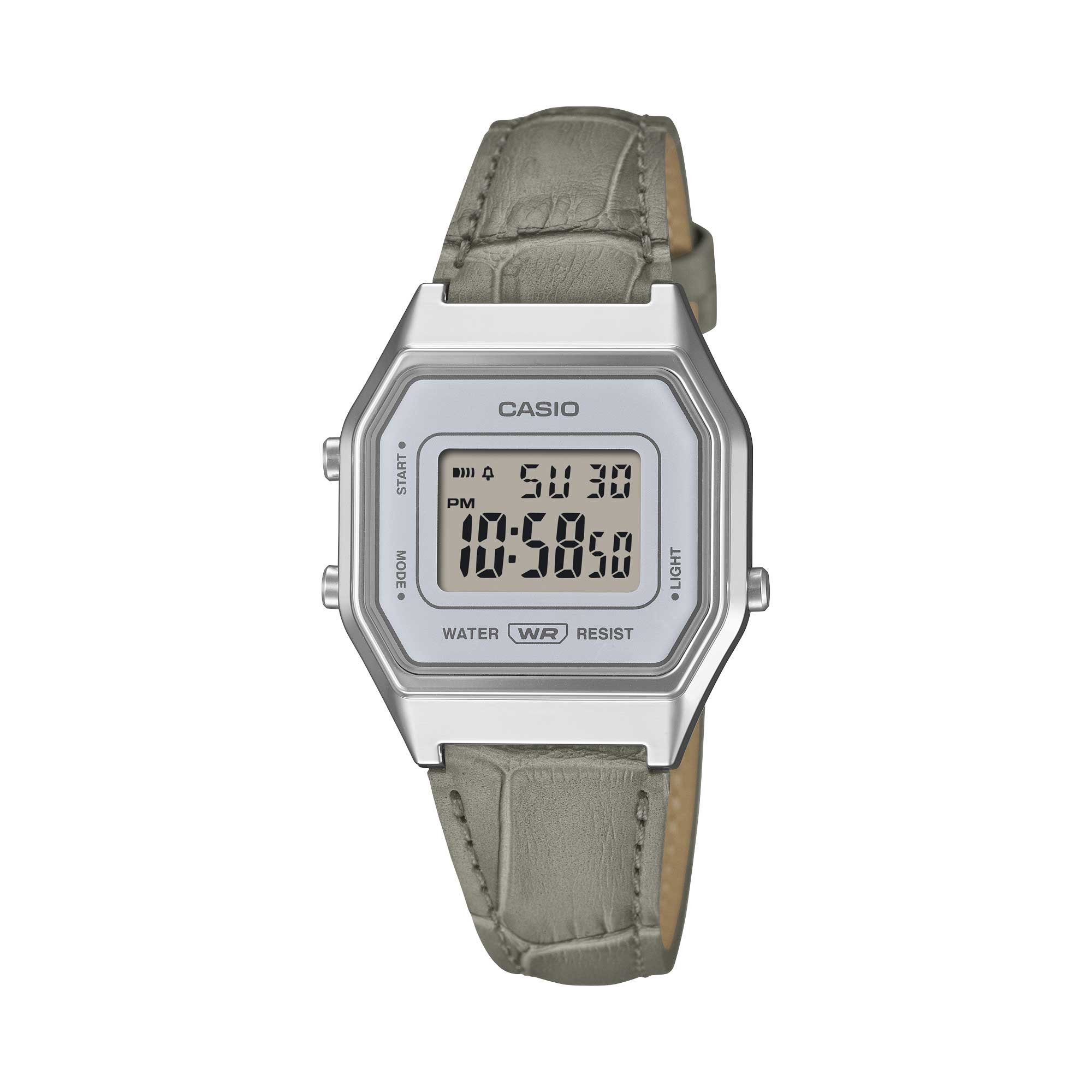 Casio Ladies' Digital Grey Leather Strap Watch LA680WEL-8A2 [S]