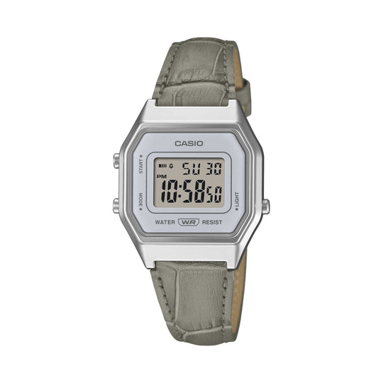Casio Ladies' Digital Grey Leather Strap Watch LA680WEL-8A2 [S]