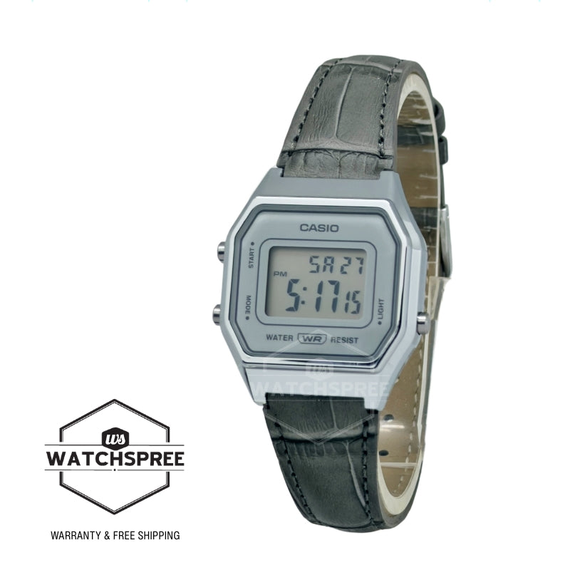 Casio Ladies' Digital Grey Leather Strap Watch LA680WEL-8A2 [S]