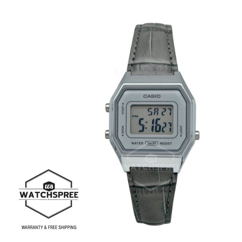 Casio Ladies' Digital Grey Leather Strap Watch LA680WEL-8A2 [S]