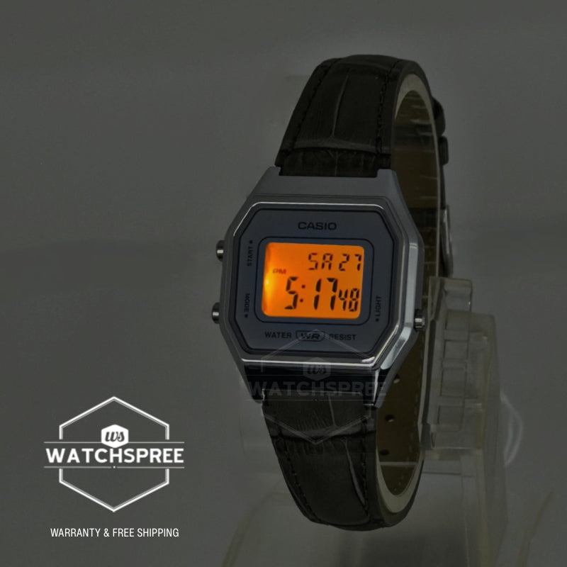 Casio Ladies' Digital Grey Leather Strap Watch LA680WEL-8A2 [S]