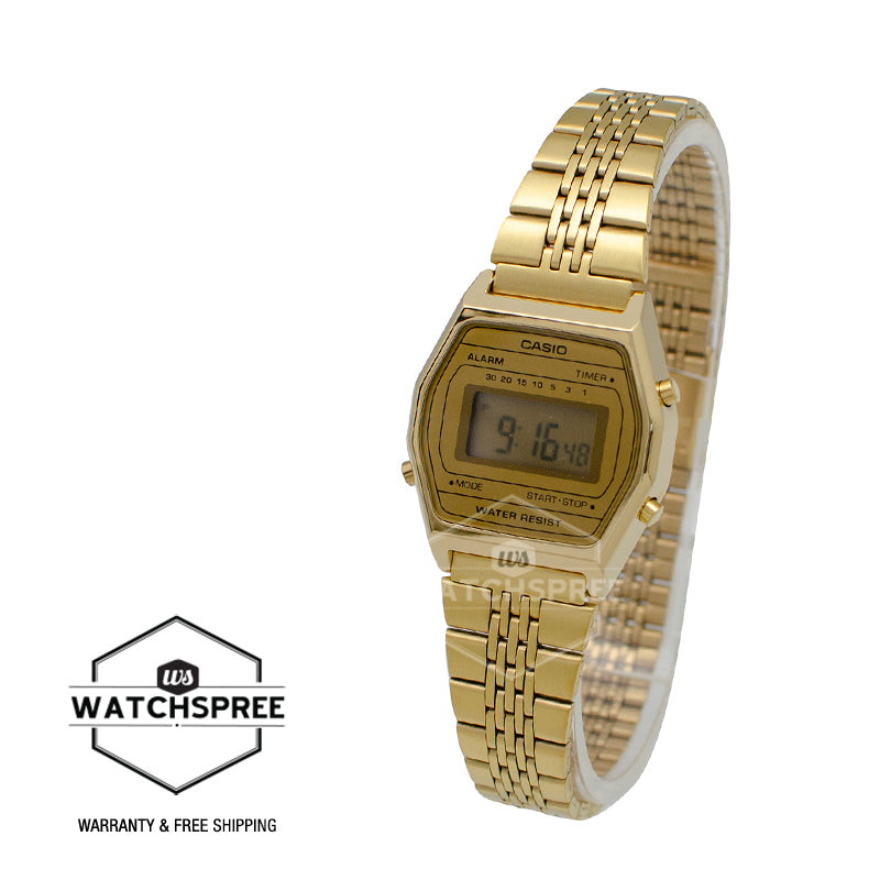 Casio Vintage Standard Digital Gold Tone Stainless Steel Band Watch LA690WGA-9D LA690WGA-9
