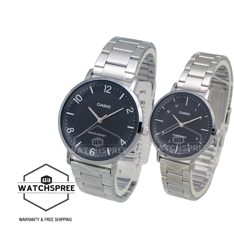 Casio Couple Stainless Steel Band Watch LTP-VT03D-1B MTP-VT03D-1B [Couple Watch Set]
