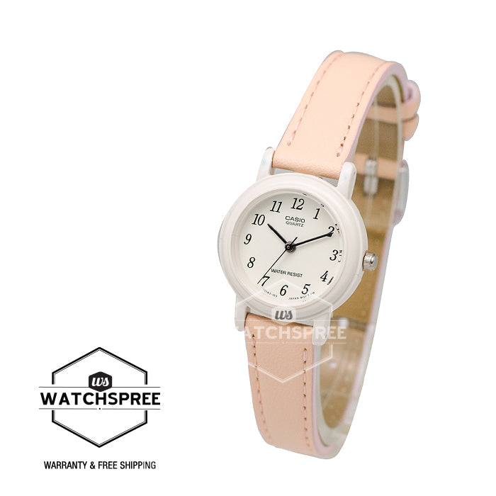 Casio Ladies' Standard Analog Orange Leather Strap Watch LQ139L-4B2 LQ-139L-4B2