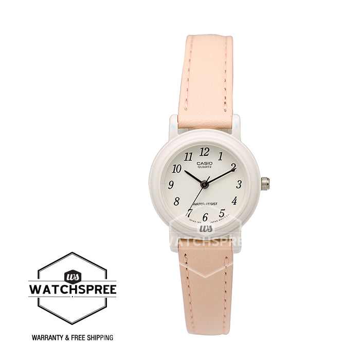 Casio Ladies' Standard Analog Orange Leather Strap Watch LQ139L-4B2 LQ-139L-4B2