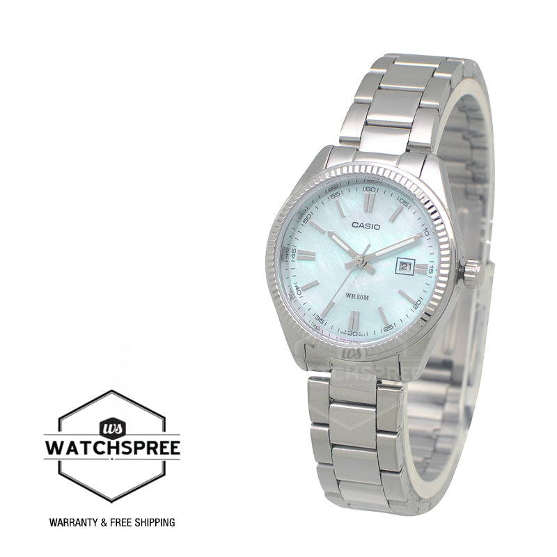 Casio Ladies' Analog Mother of Pearl Dial Stainless Steel Band Watch LTP1302DS-2A LTP-1302DS-2A