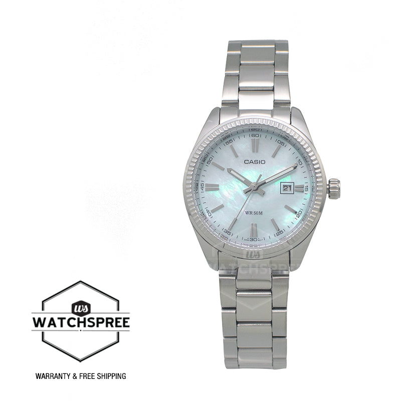 Casio Ladies' Analog Mother of Pearl Dial Stainless Steel Band Watch LTP1302DS-2A LTP-1302DS-2A