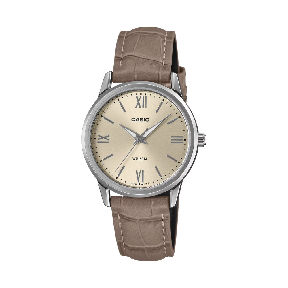 Casio Ladies' Analog Light Taupe Leather Strap Watch LTP1303LL-7A LTP-1303LL-7A