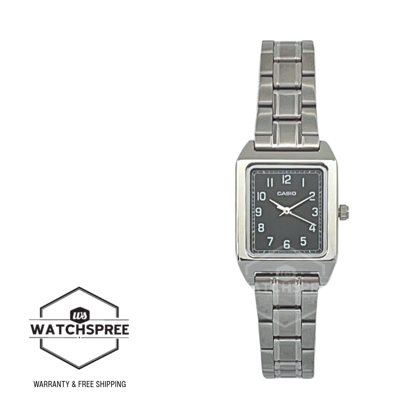 Casio Ladies' Analog Square Dial Stainless Steel Band Watch LTPB150DA-1B LTP-B150DA-1B