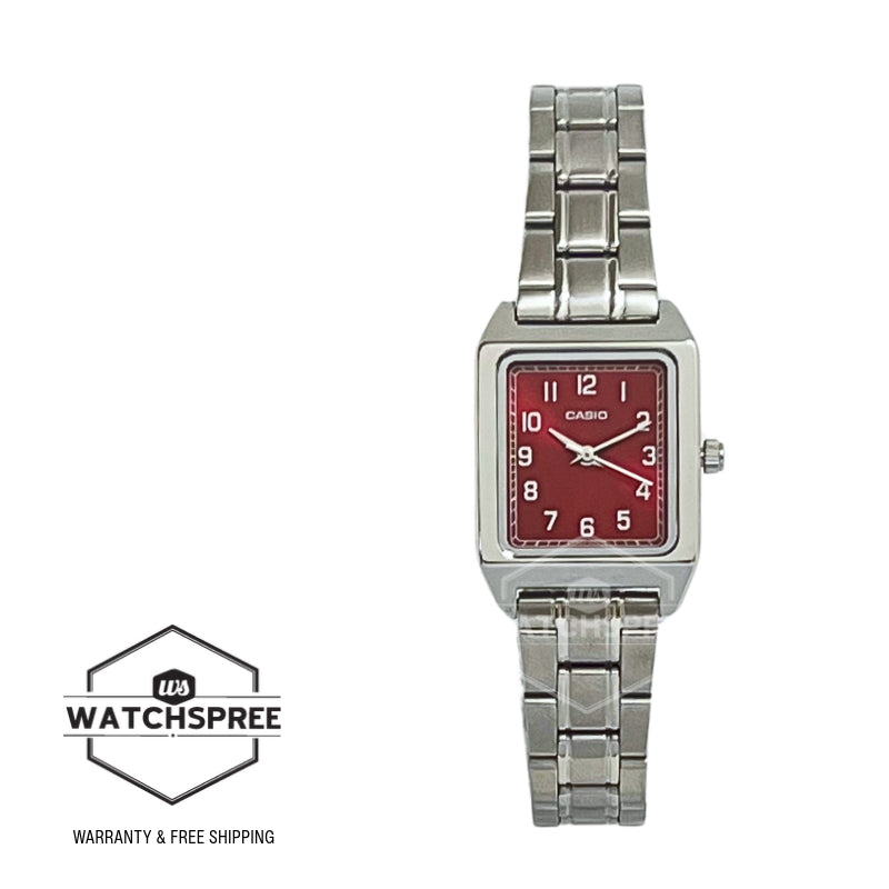 Casio Ladies' Analog Square Dial Stainless Steel Band Watch LTPB150DA-4B LTP-B150DA-4B