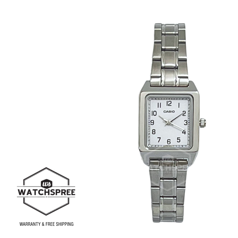 Casio Ladies' Analog Square Dial Stainless Steel Band Watch LTPB150DA-7B LTP-B150DA-7B