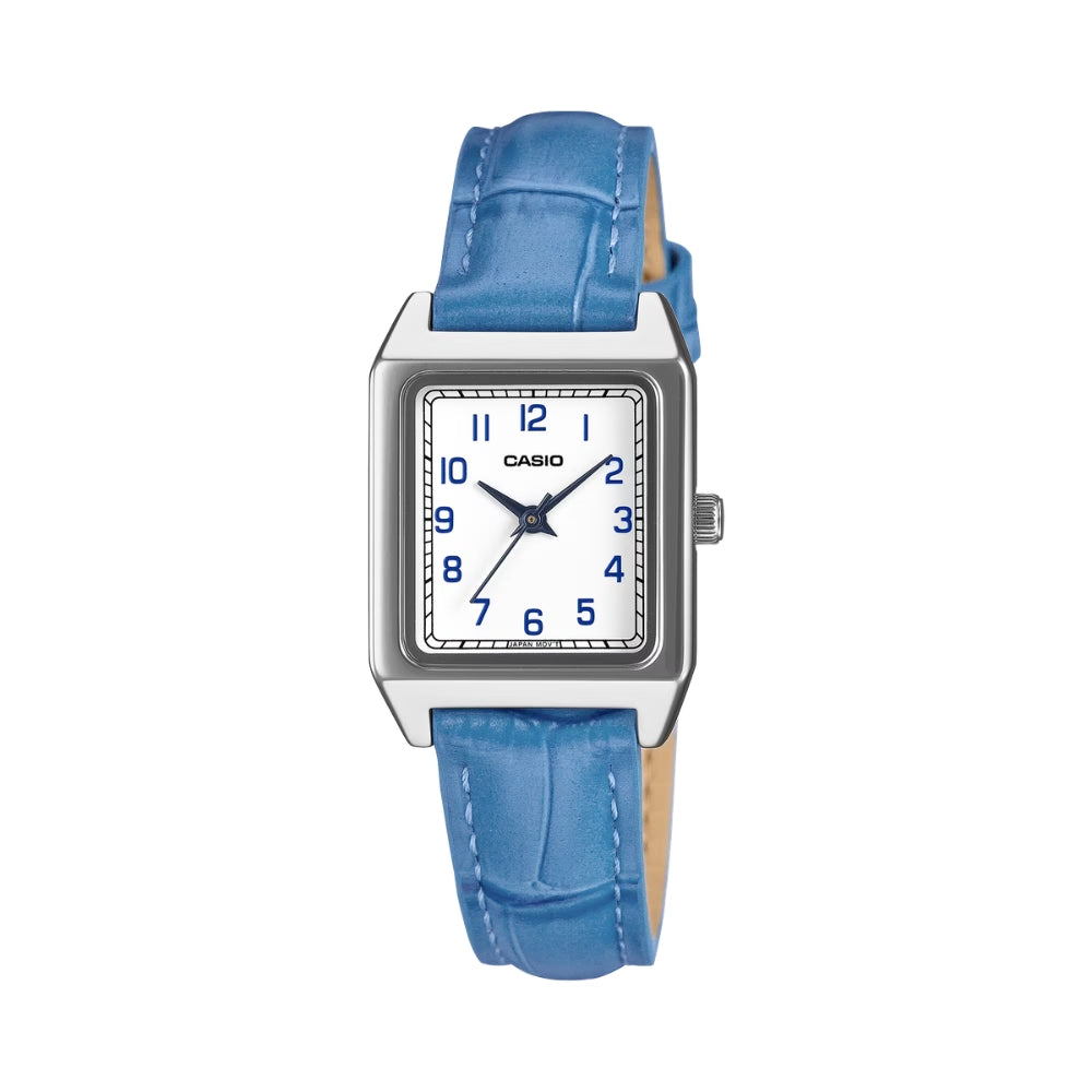 Casio Ladies' Analog Square Dial Blue Leather Strap Watch LTPB150LA-2B LTP-B150LA-2B