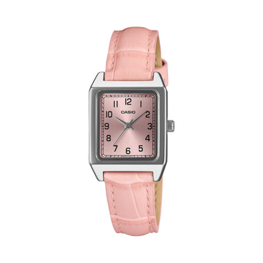 Casio Ladies' Analog Square Dial Pink Leather Strap Watch LTPB150LA-4B LTP-B150LA-4B