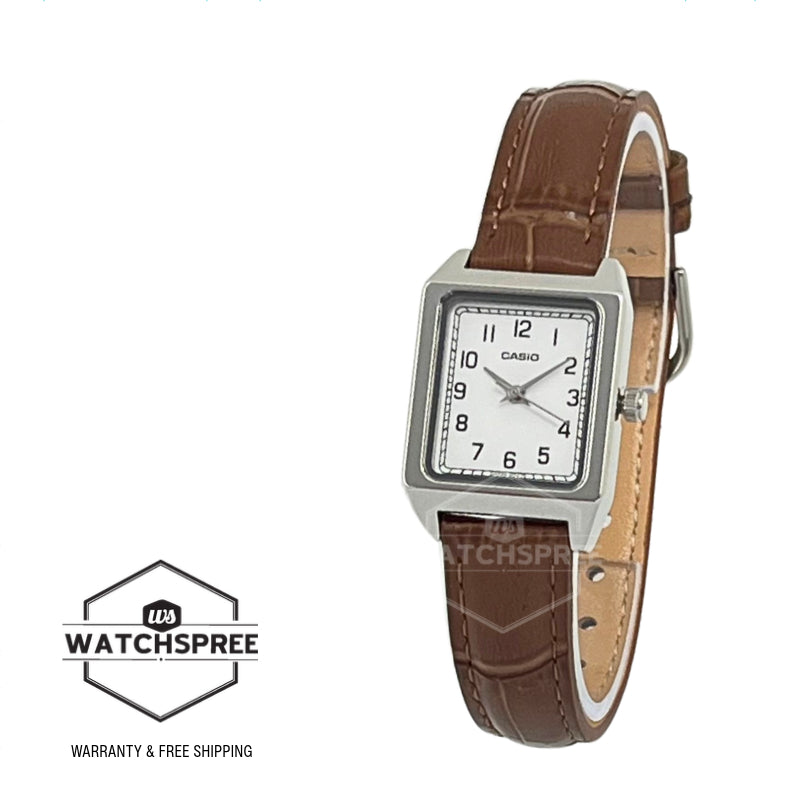 Casio Ladies' Analog Square Dial Brown Leather Strap Watch LTPB150LA-8B LTP-B150LA-8B