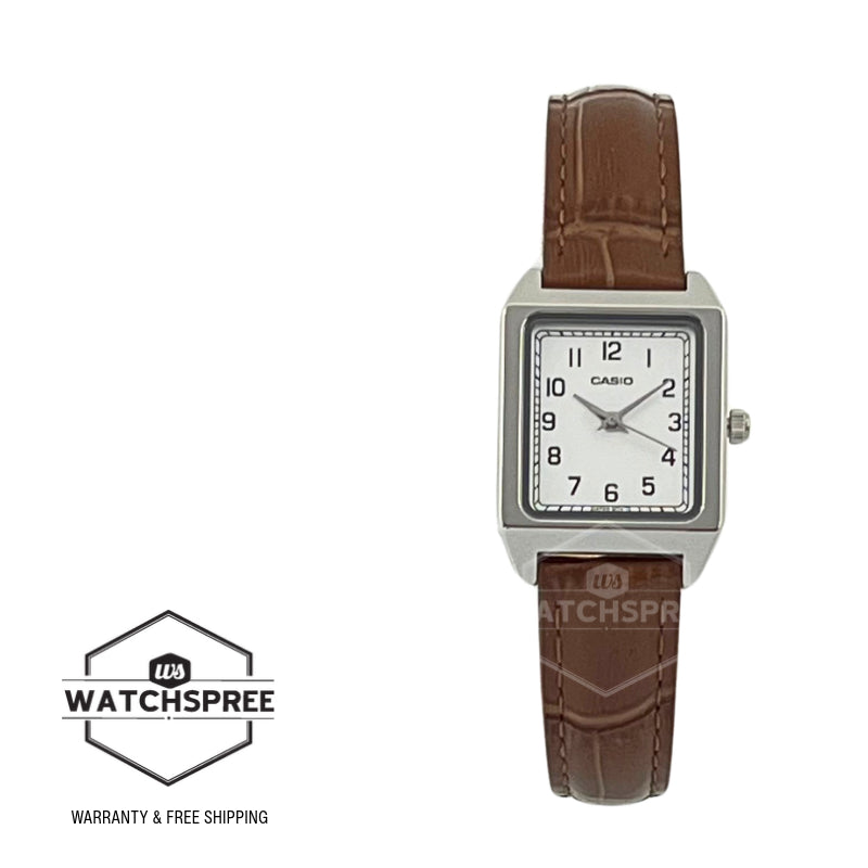 Casio Ladies' Analog Square Dial Brown Leather Strap Watch LTPB150LA-8B LTP-B150LA-8B