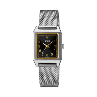 Casio Ladies' Analog Square Dial Stainless Steel Mesh Band Watch LTPB150M-1B LTP-B150M-1B