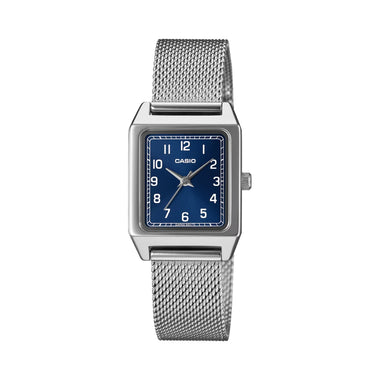 Casio Ladies' Analog Square Dial Stainless Steel Mesh Band Watch LTPB150M-2B LTP-B150M-2B